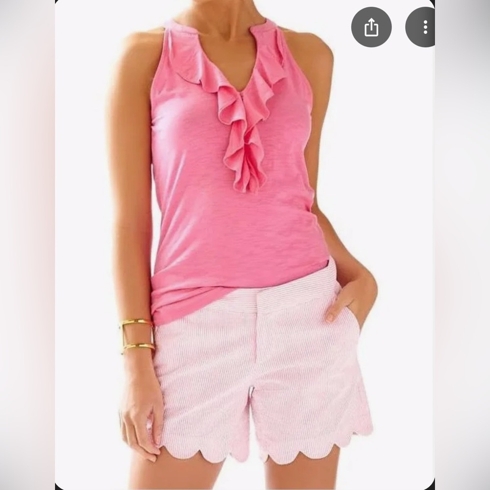 Lilly Pulitzer Sz 2 PB Pink Seersucker Stripe Buttercup Shorts